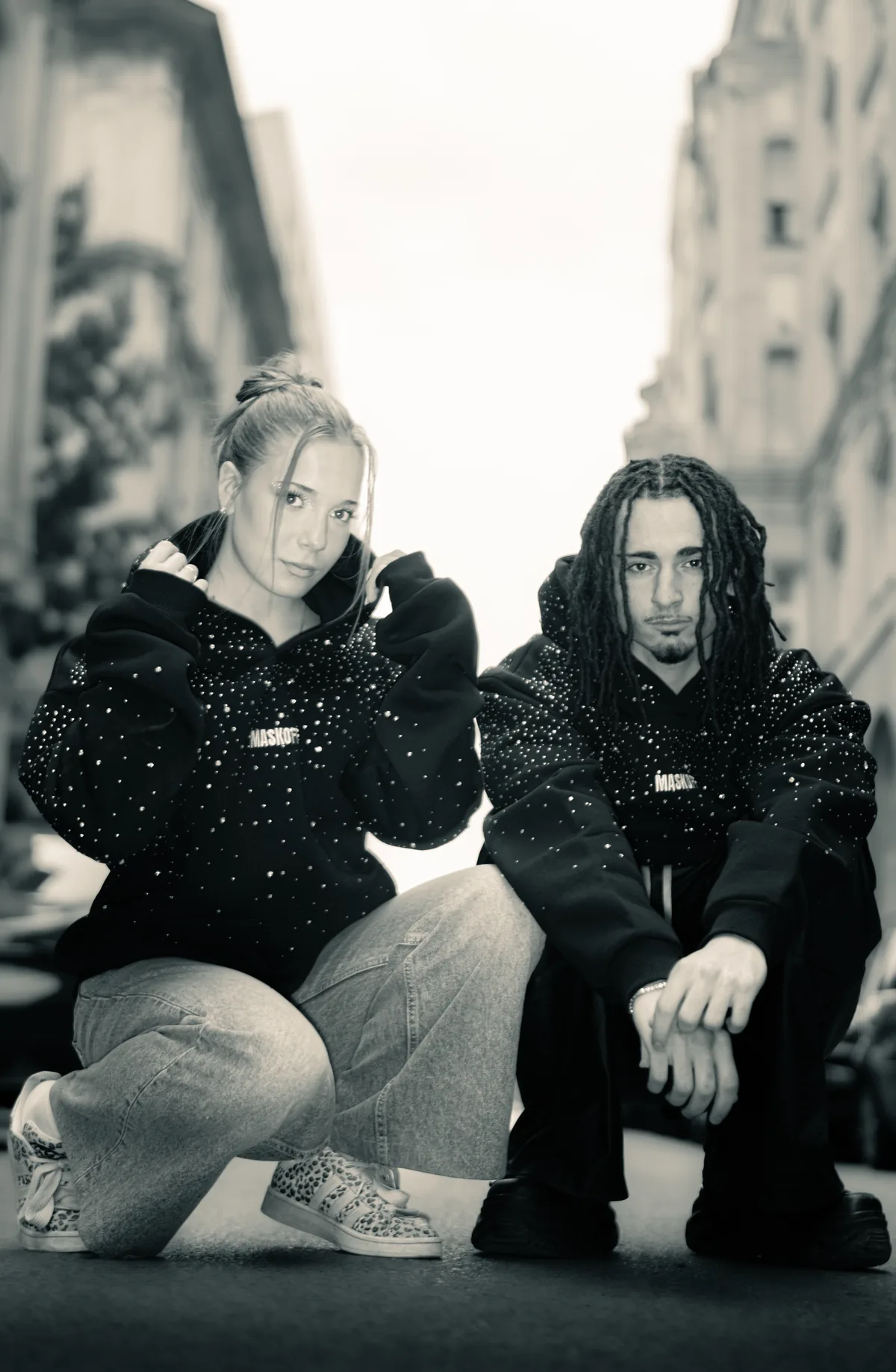 Maskoff Models pár, fekete-fehér